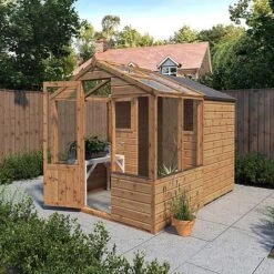 Waltons 8 X 6 Wooden Greenhouse And Garden Shiplap Storage Shed Combi