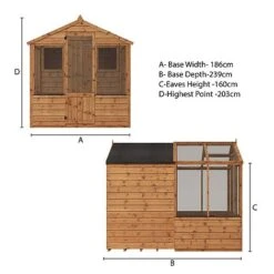 Waltons 8 X 6 Wooden Greenhouse And Garden Shiplap Storage Shed Combi -NAOMI Plant Shop 004 001 00242013