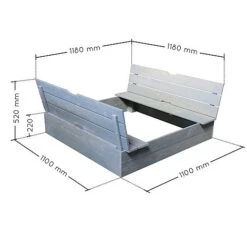 Soulet Sandpit With Folding Benches 120 X 120cm -NAOMI Plant Shop 004527 VISUEL DIM PRODUIT
