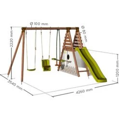 Soulet Camelia Wooden Swing Set With Slide -NAOMI Plant Shop 004636 VISUEL DIM PRODUIT