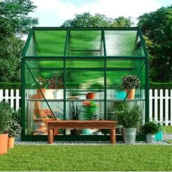 Garden Grow Traditional Greenhouse 6.2 X 6.2 X 6.6ft - Green -NAOMI Plant Shop G0467