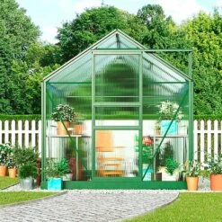Garden Grow Traditional Greenhouse 6.2 X 6.2 X 6.6ft - Green -NAOMI Plant Shop G0467 6