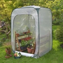Pop-Up Poly Greenhouse Plant Cover – 1.25x1.25x1.85m H
