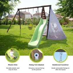 Soulet Camelia Wooden Swing Set With Slide -NAOMI Plant Shop Infographics20Images18