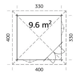 Melanie 9.6m2 Summerhouse 3.5m X 3.5m -NAOMI Plant Shop Melanie209.620plan