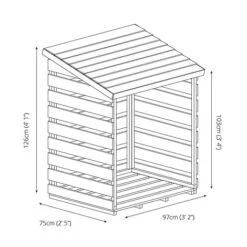 Pressure Treated 3' X 3' Log Store -NAOMI Plant Shop SI 001 001 0106 Single Log Store 0121