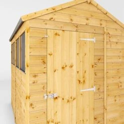 Waltons 8' X 6' Outdoor Tongue & Groove Repositionable Garden Shiplap Storage Shed -NAOMI Plant Shop SI 001 003 0163 8x6 Shiplap Apex Single Door Detail001