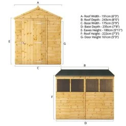 Waltons 8' X 6' Outdoor Tongue & Groove Repositionable Garden Shiplap Storage Shed -NAOMI Plant Shop SI 001 003 0163 Spec20Drawing