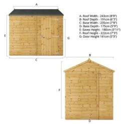 Waltons 8' X 6' Outdoor Tongue & Groove Repositionable Garden Windowless Shiplap Storage Shed -NAOMI Plant Shop SI 001 003 0164 Spec20Drawing