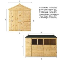 Waltons 10' X 6' Outdoor Tongue & Groove Repositionable Garden Shiplap Storage Shed -NAOMI Plant Shop SI 001 003 0165 10x620Apex20Spec Drawing