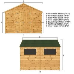 Waltons 10' X 10' Premium Shiplap Apex Roof Garden Workshop Shed -NAOMI Plant Shop SI 001 004 0095 Apex Variant Spec Render