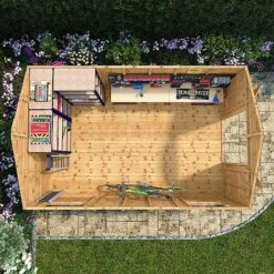 Waltons 16' X 10' Outdoor Premium Shiplap Tongue & Groove Apex Roof Garden Storage Workshop Shed -NAOMI Plant Shop SI 001 004 0099 16x10 Shiplap TG Workshop Mercia Garden 2 Aerial