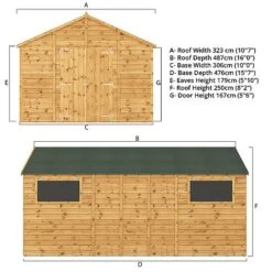 Waltons 16' X 10' Outdoor Premium Shiplap Tongue & Groove Apex Roof Garden Storage Workshop Shed -NAOMI Plant Shop SI 001 004 0099 Apex Variant Spec Render