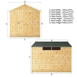 Waltons 8' X 6' Outdoor Shiplap Tongue & Groove Apex Roof Garden Security Storage Shed -NAOMI Plant Shop SI 001 004 0117 Spec Drawing