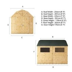 Waltons 10' X 8' Premium Shiplap Tongue And Groove Dutch Barn Garden Workshop Storage Shed -NAOMI Plant Shop SI 001 004 0120 10x8 Dutch Barn Spec Drawing