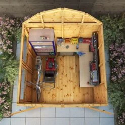 Waltons 8 X 8 Premium Outdoor Shiplap T&G Dutch Barn Garden Storage Workshop Shed -NAOMI Plant Shop SI 001 004 0121 8x8 DT Premium Shiplap Dutch Barn DD W3 Aerial