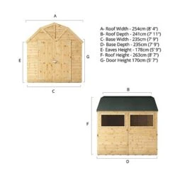 Waltons 8 X 8 Premium Outdoor Shiplap T&G Dutch Barn Garden Storage Workshop Shed -NAOMI Plant Shop SI 001 004 0121 8x8 Dutch Barn Spec Drawing
