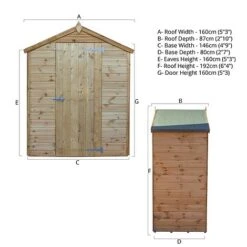 Waltons 3' X 5' Outdoor Windowless Shiplap Tongue & Groove Apex Roof Garden Storage Shed -NAOMI Plant Shop SI 001 004 0122 Spec Drawing