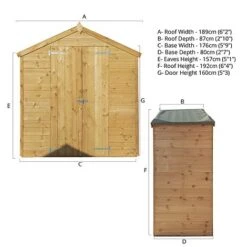 Waltons 3' X 6' Outdoor Windowless Shiplap Tongue & Groove Apex Roof Garden Storage Shed -NAOMI Plant Shop SI 001 004 0123 Spec Drawing