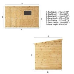 Waltons 14' X 6' Premium Shiplap Pent Roof Garden Shed -NAOMI Plant Shop SI 001 004 0130 14x6 Premium Shiplap Pent Spec Drawing 011