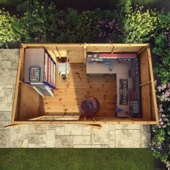 Waltons 10' X 8' Premium Shiplap Pent Roof Garden Shed -NAOMI Plant Shop SI 001 004 0131 10x8 Premium Shiplap Pent MG2D Aerial