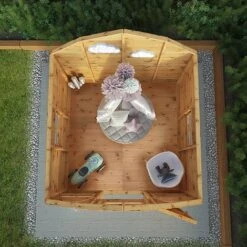 Waltons 6 X 6 Honeypot Dutch Barn Wooden Shiplap Tongue And Groove Garden Playhouse -NAOMI Plant Shop SI 002 001 0009 Dutch Barn Playhouse M4 Aerial