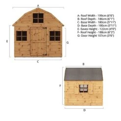 Waltons 6 X 6 Honeypot Dutch Barn Wooden Shiplap Tongue And Groove Garden Playhouse -NAOMI Plant Shop SI 002 001 0009 Spec20Drawing