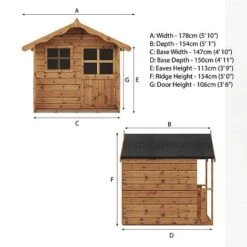 5 X 5 Waltons Honeypot Poppy Apex Wooden Playhouse -NAOMI Plant Shop SI 002 001 0022 Poppy Playhouse Spec