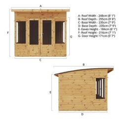 Waltons 8 X 8 Wooden Garden Shiplap Tongue And Groove Helios Summerhouse Garden Room -NAOMI Plant Shop SI 003 001 0008 8x8 Spec Render