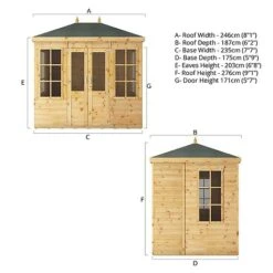 Waltons 8' X 6' Hip Roof Summerhouse -NAOMI Plant Shop SI 003 001 0082 8x6 Clover Summerhouse Spec 20Drawing