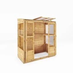 Waltons 6 X 3 Traditional Wooden Tall Wall Victorian Mini Greenhouse Potting Shed -NAOMI Plant Shop SI 004 001 0023 6x3 Traditional Tall Wall Greenhouse MainDO