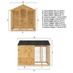 Waltons 8' X 6' Dog Kennel And Run -NAOMI Plant Shop SI 010 001 0005 8x6 Dog Run Extension and Floor Pack Spec Render