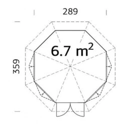 Veronica 4 6.7m2 Summerhouse 2.9m Diameter -NAOMI Plant Shop Veronica206.720plan