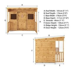 Waltons 6 X 5 Sheriff Pent Wooden Garden Playhouse -NAOMI Plant Shop dahlia playhouse spec drawing SI 002 001 0072