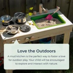 Idooka Wooden Mud Kitchen Outdoor Toy Age 4+ Role Play Playhouse Patio Garden -NAOMI Plant Shop mud4